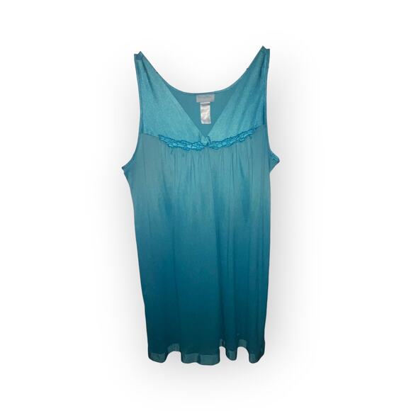 Vintage Vanity Fair Tank Nylon Nightgown | Teal | Sz M | No Flaws | EUC - Picture 1 of 2